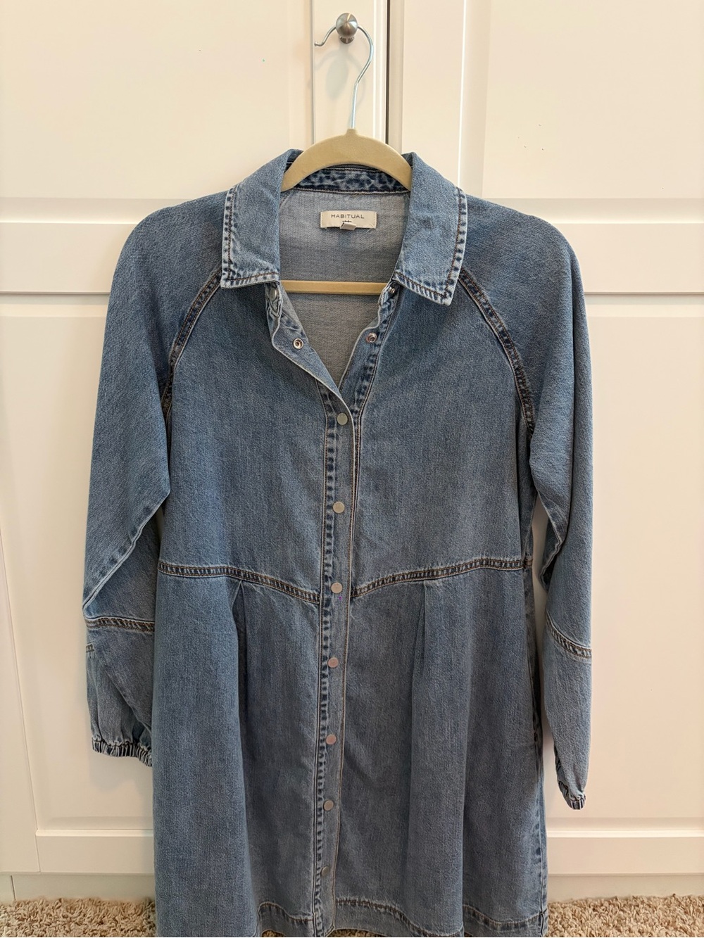 HABITUAL Denim Button-Front Dress Jacket - Light Blue